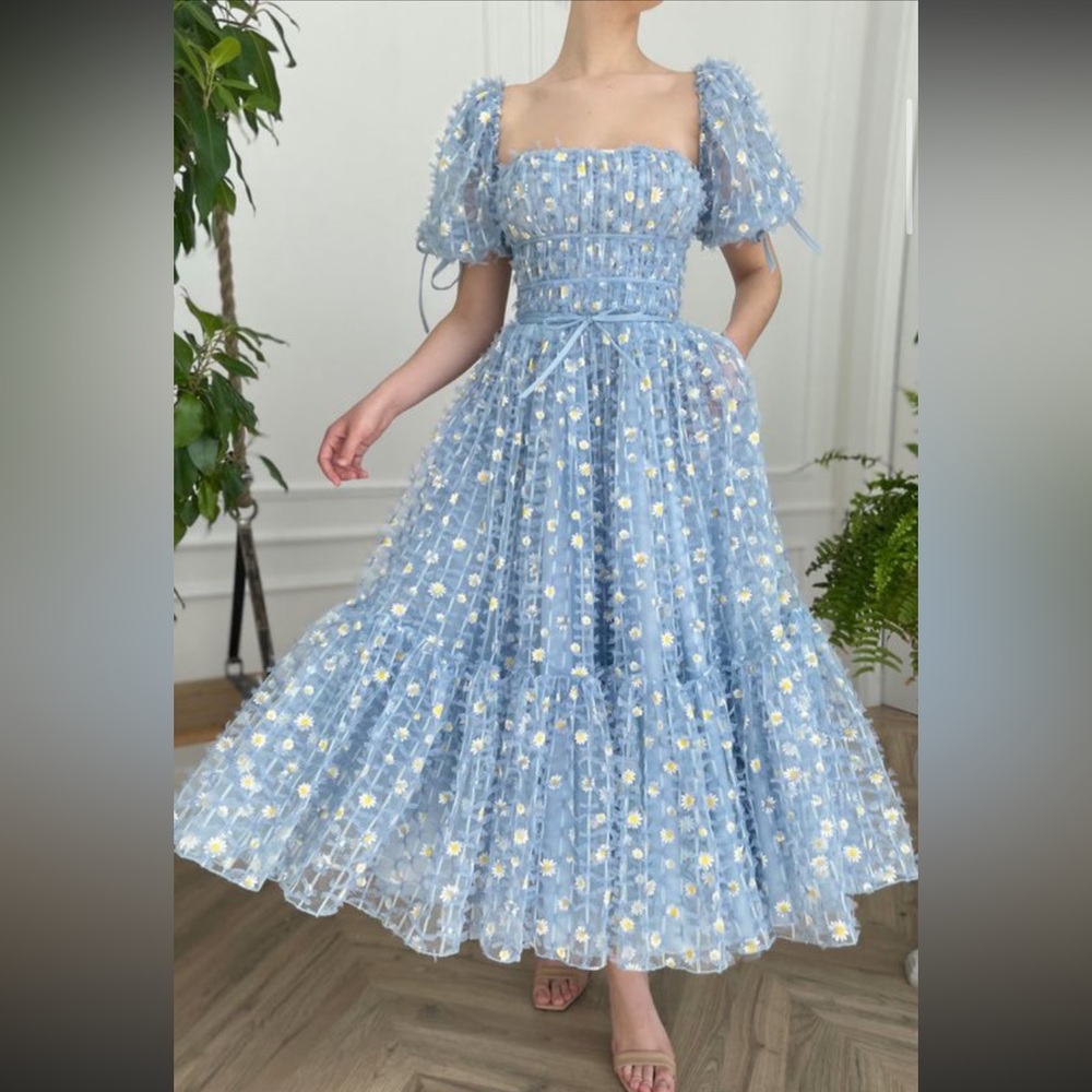 Teuta Matoshi Baby Blue Daisy Dress XXS Petite